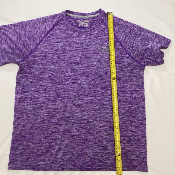 Under Armour HeatGear Activewear Purple Short Sleeve Shirt Size Medium - Picture 5 of 6